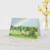Koeien in een pasta + regenboogWenskaart Kaart (Gele Bloem)