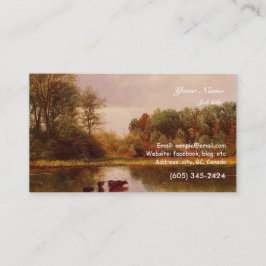 Koeien in een stroomgebied van Albert Bierstadt Visitekaartje