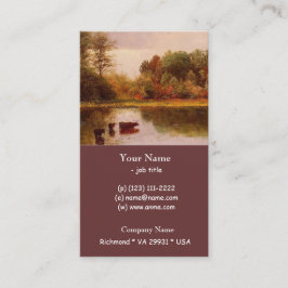 Koeien in een stroomgebied van Albert Bierstadt Visitekaartje