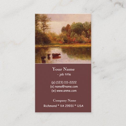 Koeien in een stroomgebied van Albert Bierstadt Visitekaartje (Voorkant)