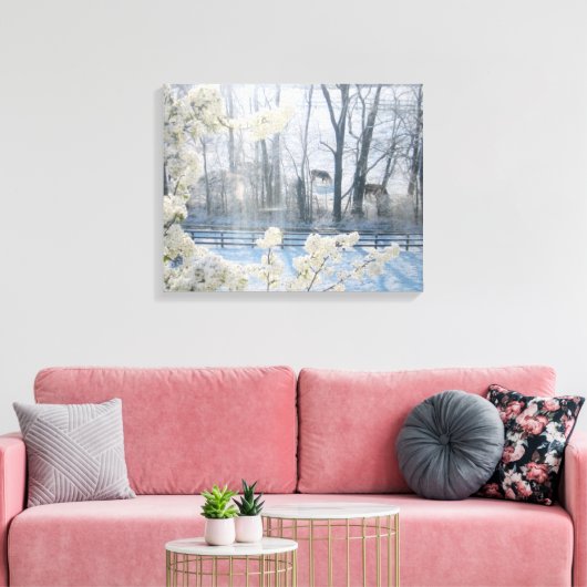 Koeien in een veld in de winter canvas afdruk (Insitu (Woonkamer))