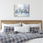 Koeien in een veld in de winter canvas afdruk (Insitu (Slaapkamer))