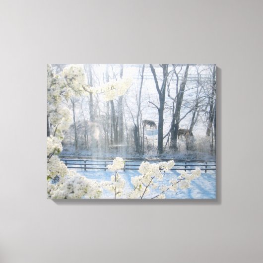 Koeien in een veld in de winter canvas afdruk (Voorkant)