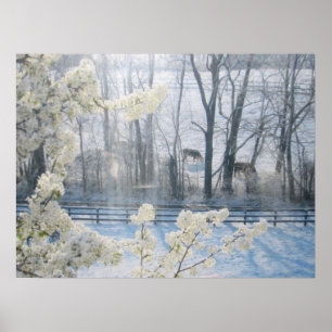 Koeien in een veld in de winter poster