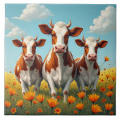 Koeien in een veld tegeltje (Voorkant)