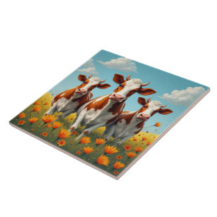 Koeien in een veld tegeltje