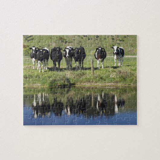 Koeien in het kanaal Henley, Taieri Plain, Legpuzzel (Horizontaal)