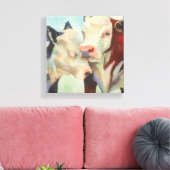 Koeien in liefde canvas afdruk (Insitu (Woonkamer))