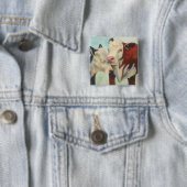 Koeien in liefde vierkante button 5,1 cm (In situ)