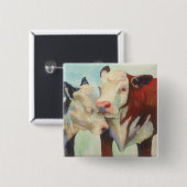 Koeien in liefde vierkante button 5,1 cm (Voorkant /achterkant)
