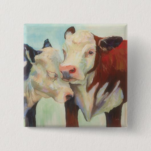 Koeien in liefde vierkante button 5,1 cm (Voorkant)