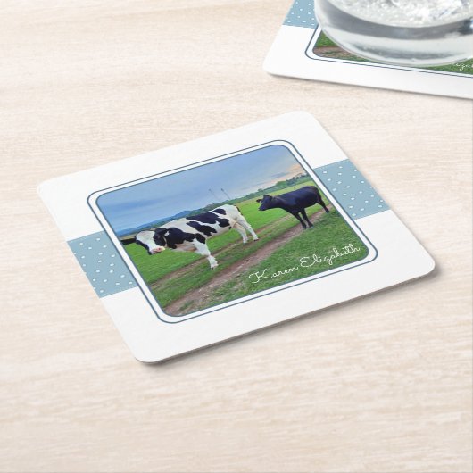 Koeien in Pasture Onderzetter Set (Schuin)