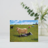 KOEIEN IN PASTURE PASTEL BRIEFKAART (Staand voorkant)