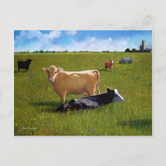 KOEIEN IN PASTURE PASTEL BRIEFKAART (Voorkant)