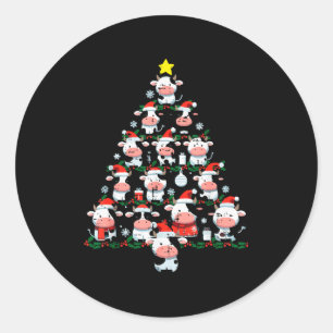 Koeien Kerstboom Kerst Boerderij Dier Peuter Jonge Ronde Sticker