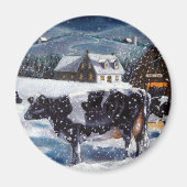 KOEIEN: KERSTMIS: SNEEUW: KUNST: HOLTEIN MAGNEET (Voorkant)