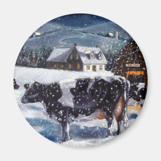 KOEIEN: KERSTMIS: SNEEUW: KUNST: HOLTEIN MAGNEET (Voorkant)