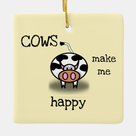 Koeien maken me blij keramisch ornament (Voorkant)