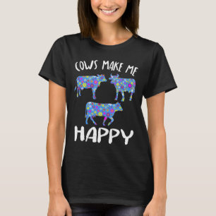 Koeien maken me blij Schattigee Boerderij dierlijk T-shirt