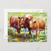 Koeien melkkoe in Afbeelding voor het schilderen v Briefkaart (Voorkant / Achterkant)