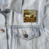 Koeien met een herdenker vierkante button 5,1 cm (In situ)