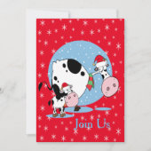 Koeien met kerstfeestdag in kerstmis in het land kaart (Voorkant)