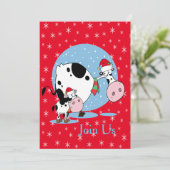 Koeien met kerstfeestdag in kerstmis in het land kaart (Staand voorkant)