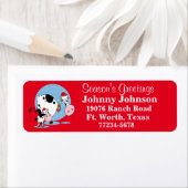 Koeien met Kerstmis in het land met de kerstman —  Etiket (Insitu)