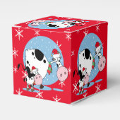 Koeien met kerstmis in het land met kerstmantels bedankdoosjes (Voorkant Zijde)