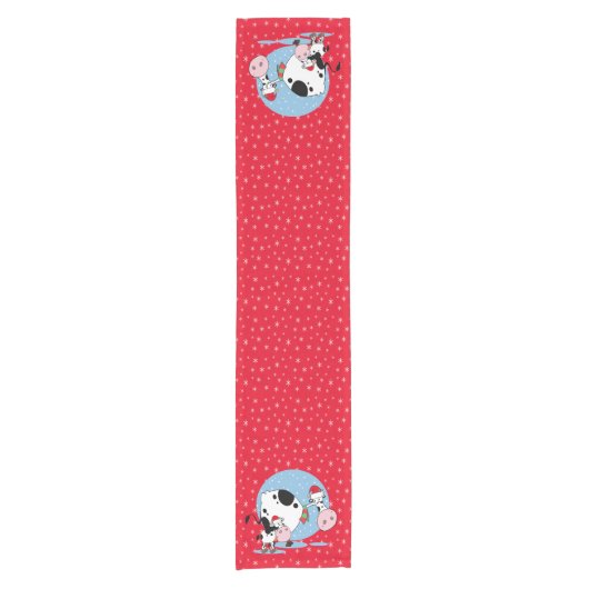 Koeien met kerstmis in het land met kerstmantels korte tafelloper (Voorkant)