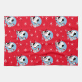 Koeien met kerstmis in het land met kerstmantels theedoek (Horizontaal)