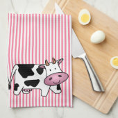 Koeien met roze strepen theedoek (Quarter Fold)