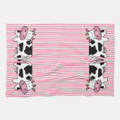 Koeien met roze strepen theedoek (Horizontaal)