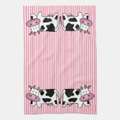 Koeien met roze strepen theedoek (Verticaal)