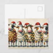 Koeien met Santa Hat kerstverlichting Feestdagenkaart (Voorkant / Achterkant)