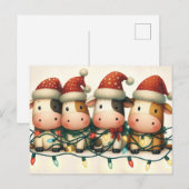 Koeien met Santa Hat kerstverlichting Feestdagenkaart (Voorkant / Achterkant)