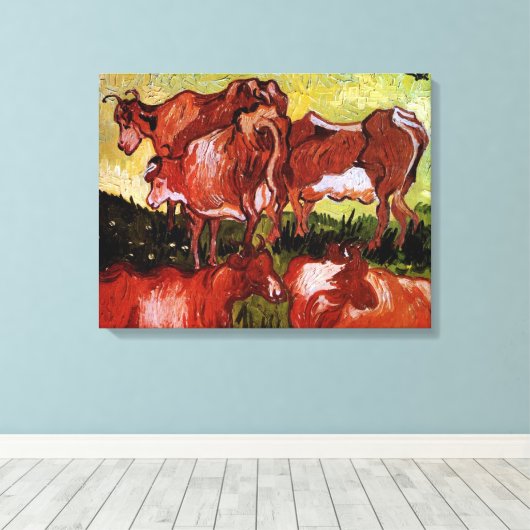 Koeien na Jordaens Vincent van Gogh Canvas Afdruk (Insitu (Houten vloer))