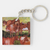 Koeien (na Jordanië) van Vincent van Gogh Sleutelhanger (Achterkant)