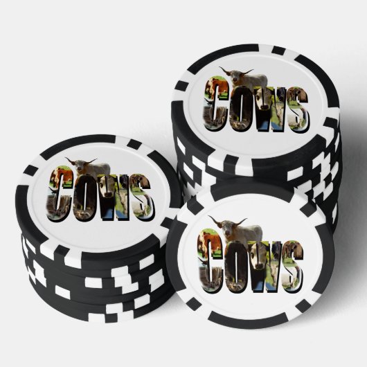 Koeien naam Afbeelding Logo met Koeien, Poker Chips (Opstapeling)