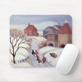 Koeien naar huis rijden in de sneeuw muismat (Met muis)