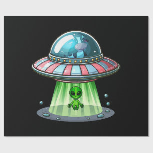 Koeien ontvoerende alien cadeaupapier