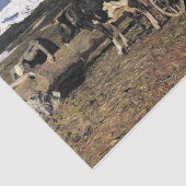 Koeien op de Drink tribune van Giovanni Segantini Tissuepapier (Detail)