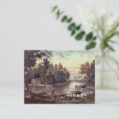 Koeien op de kust van een meer briefkaart (Staand voorkant)