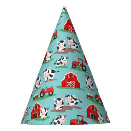 Koeien Op Het Boerderij Schuur en Tractoren Verjaa Feesthoedjes