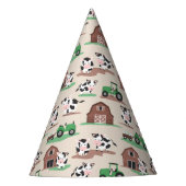 Koeien Op Het Boerderij Schuur en Tractoren Verjaa Feesthoedjes (Voorkant)