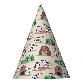 Koeien Op Het Boerderij Schuur en Tractoren Verjaa Feesthoedjes