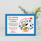 Koeien over de maan 1 ste verjaardag kaart (Staand voorkant)