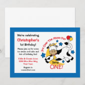 Koeien over de maan 1 ste verjaardag kaart (Voorkant / Achterkant)