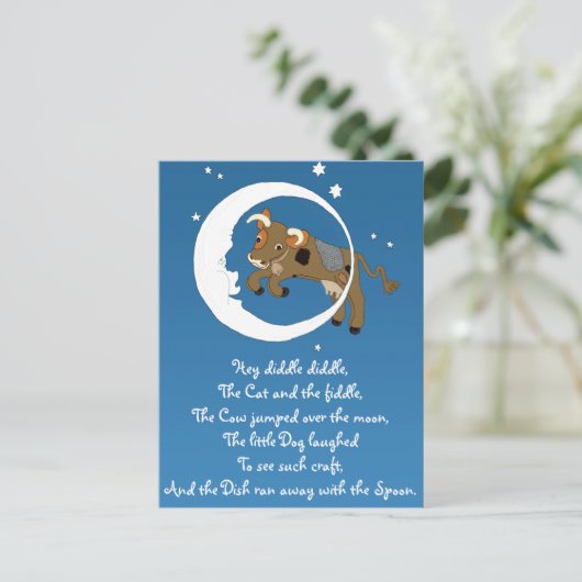 Koeien over de maan briefkaart (Staand voorkant)