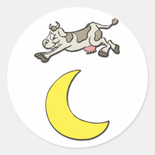 Koeien over de maan ronde sticker